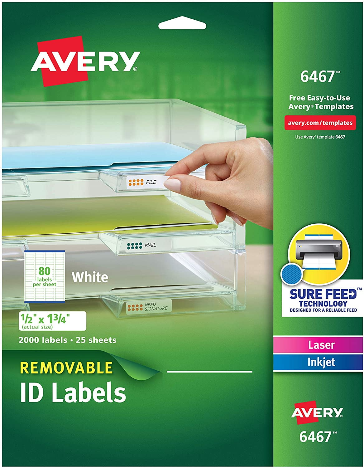 Avery 6467 Self-Adhesive White Removable Laser id Labels, 1/2 x 1-3/4, 2000/pk | Walmart Canada