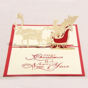 Fancyleo Christmas Pop Up 3D Cards Winter Holiday Greeting Card with Santa Claus, Reindeer, Christmas Bell, Gift Card for Your Friend Family Best