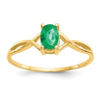 Auriga Fine Jewelry 14K Yellow Gold Emerald Birthstone Ring for Women Size- 7