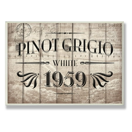 Black Label Collection - The Stupell Home Decor Collection Pinot Grigio Barrel Label Wine Kitchen Wall Plaque