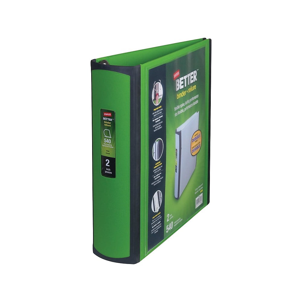 Staples Better 2Inch D 3Ring View Binder Green (19937) 892169