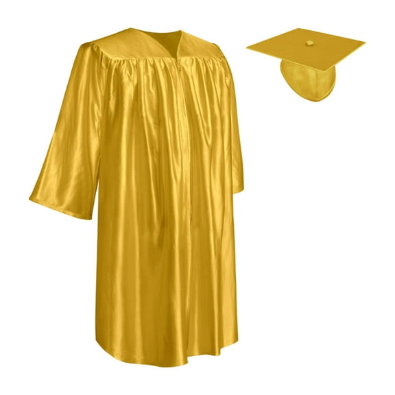 Endea Graduation Shiny Gold Graduation Cap and Gown for Pre-school