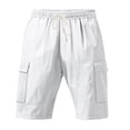 thumbnail image 5 of DDAPJ pyju Birthday Gifts! Linen Cargo Shorts for Men Drawstring Summer Beach Shorts Lightweight Comfy Lounge Sweat Shorts with Multi Pockets White XXL, 5 of 9