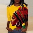 thumbnail image 2 of Fall Shirts for Women,Black History Month Fashion Print T-Shirt for Women Pride Celebration Shirt Blouse 3/4 Sleeve Crewneck Tshirt Tops, 2 of 5