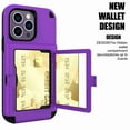 thumbnail image 1 of TECH CIRCLE For iPhone 14 Pro Max Defender Wallet Design with Card Holder and Hidden Back Mirror Three Layer Heavy Duty Protection Shockproof All-Round Armor Protective Case, Purple, 1 of 6