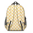 thumbnail image 3 of Yellow and White Checkered Pattern Backpack for School, Cute School Bag with Adjustable Shoulder Straps and Padded Back, 16.9"x12.6"x5.9", 3 of 5