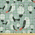thumbnail image 2 of Ambesonne Birds Fabric by the Yard Microfiber, Cartoon Long-Eared Owl, 5 Yards, Blue Grey Salmon, 2 of 2