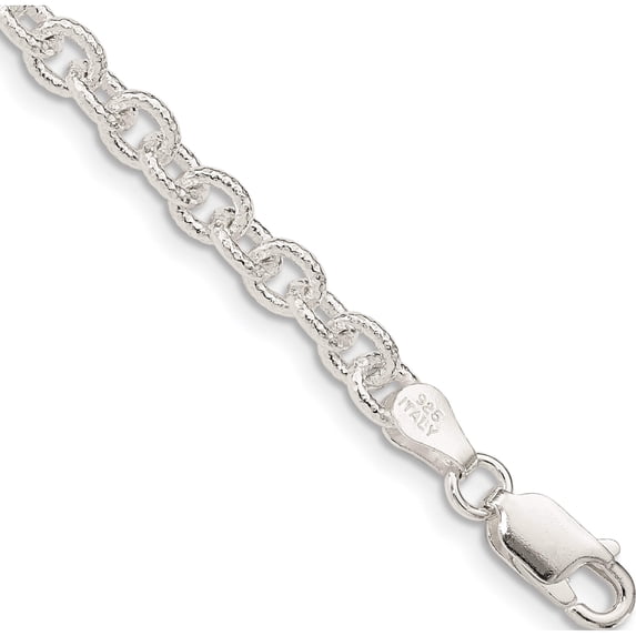 Sterling Silver 4.55mm Fancy Patterned Rolo Chain (7 X 4.55) Made In Italy qfc58-7