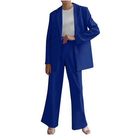 UAMVSH Women Oversized Blazers Sets Loose Fit Notch Collar Dressy 2 Piece Outfits with Pockets Long Sleeve Work Business Pantsuits(XX-LargeBlue) UAMVSH Women Oversized Blazers Sets Loose Fit Notch Collar Dressy 2 Piece Outfits with Pockets Long Sleeve Work Business Pantsuits(XX-LargeBlue)