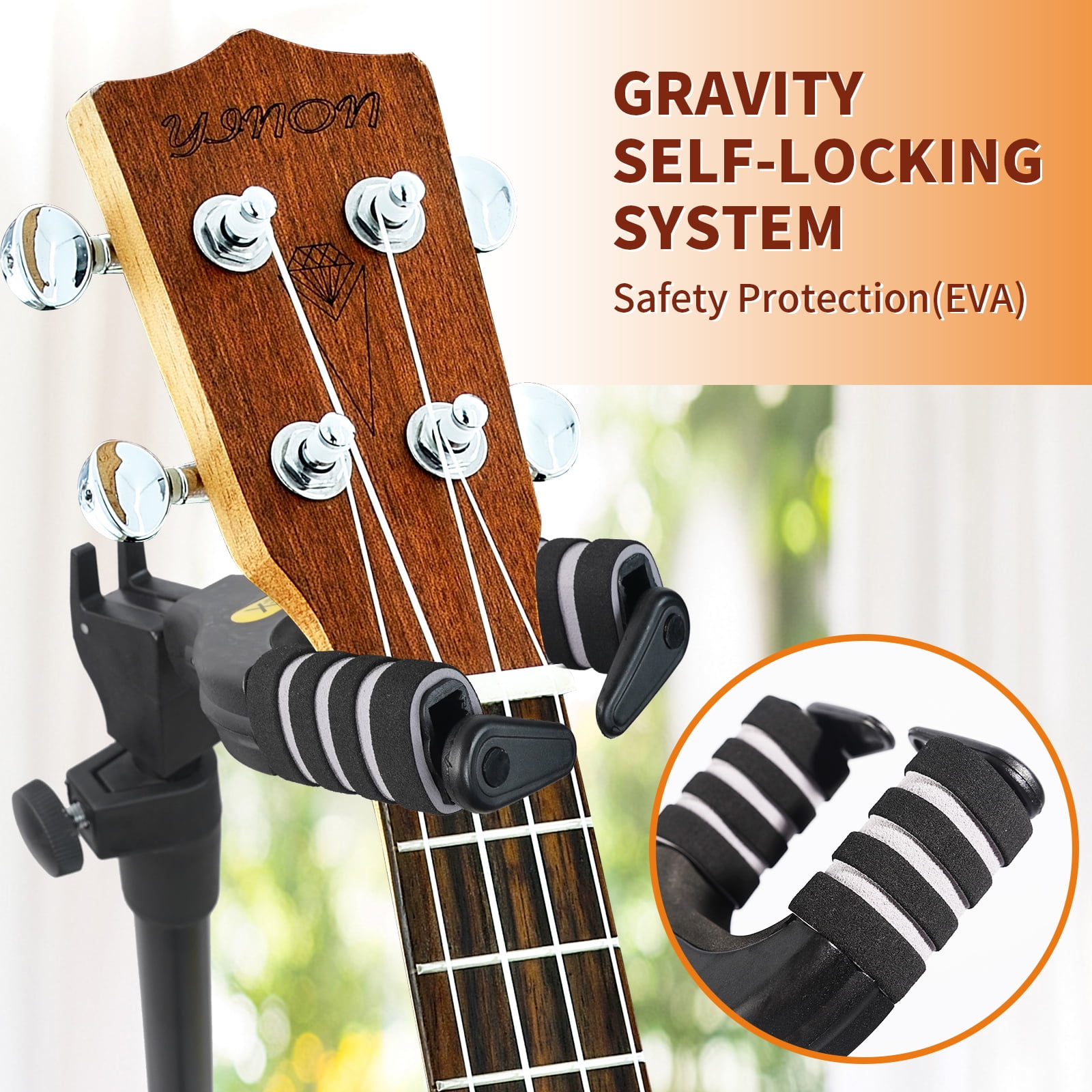 Phceily Adjustable Folding Guitar Floor Stand for Acoustic, Electric, Bass, Ukulele