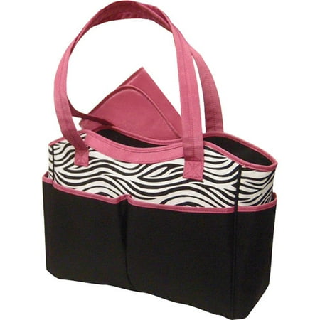 Baby Essentials Diaper Bag, Zebra Print with Pink Trim