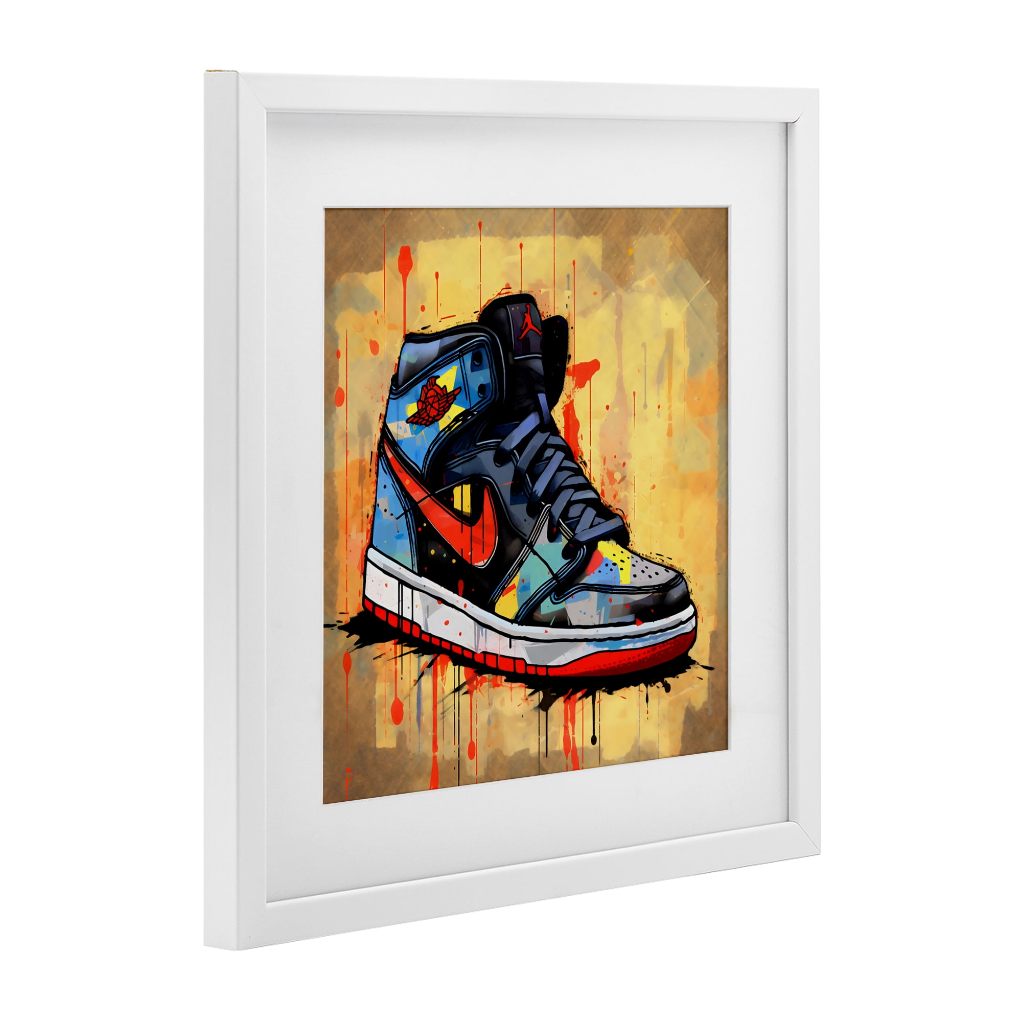 Stupell Industries Sporty Sneaker Drips White Framed Print Under Glass, design by Creative Studio