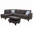 thumbnail image 2 of Aukfa 3 Piece L-shape Sectional Sofa Couch w/ Storage Ottoman for Living Room, 2 Pillows, Dark Brown, 2 of 10