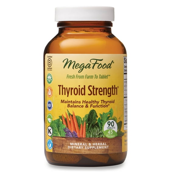 MegaFood Thyroid Strength - Ashwagandha, Zinc, Selenium, Iodine - Vegetarian - 45 Servings