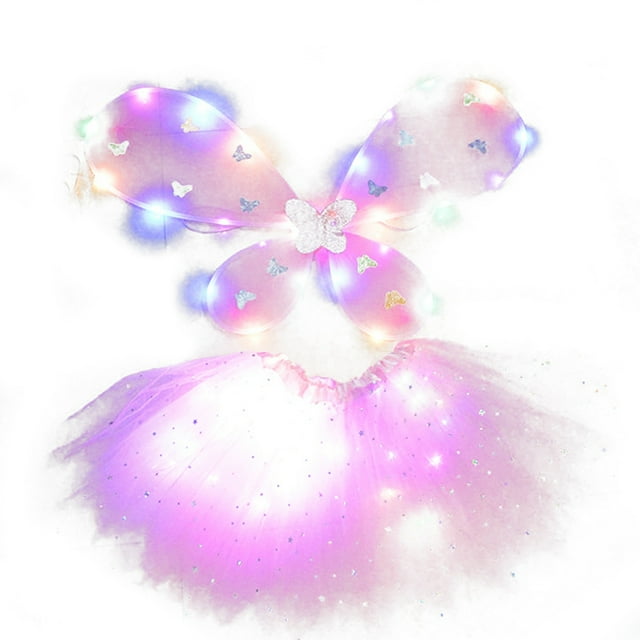 Bangcool Jupe Tutu d'Halloween à DEL Robe en Tulle de Fête Jupe de Cosplay avec Ailes pour Enfants