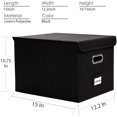 thumbnail image 2 of File Organizer Box - Set of 2 Collapsible Decorative Linen Filing Storage Hanging File Folders with Lids Office Cabinet Letter Size Black (15x12.2x10.75 inch), 2 of 6
