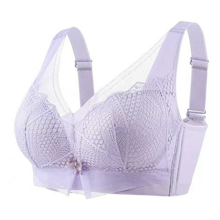 LLYWEY Soft Bras for Women Wirefree on Clearance Women Bras Ladies Lace Bra Style-1110 Women Lace Bra Feature Adult Female Bralette Sports Bras Purples 42B