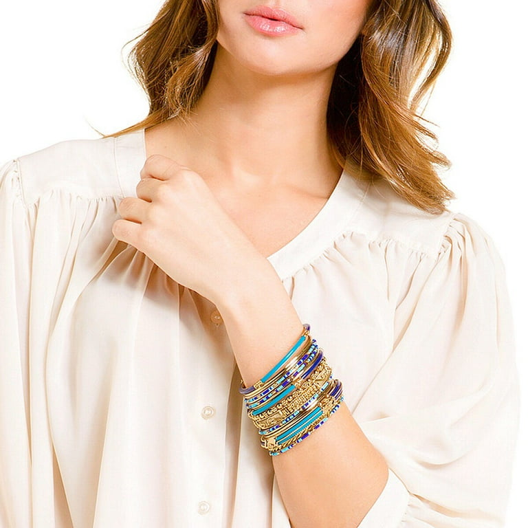 Amrita Singh Monaco 18-pc Brass and Beaded Bangle Set, Blue Amrita Singh Monaco 18-pc Brass and Beaded Bangle Set, Blue