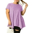 thumbnail image 6 of DARING DIVA Women's Plus Crew Neck Flowy Swing Loose Tunic Tops 1X Purple, 6 of 9