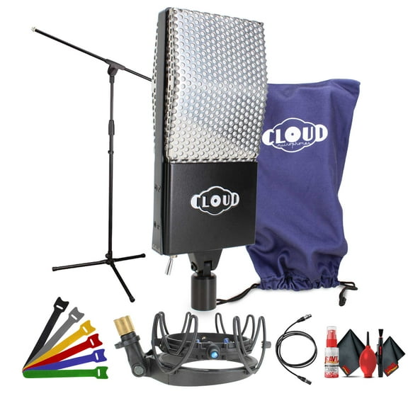 Cloud Microphones 44-A Ribbon Microphone   Cloud Microphones Cloud U1 Universal Shockmount   XLR Cable    Tripod Boom Microphone Adjustable Floor Stand - Black   More