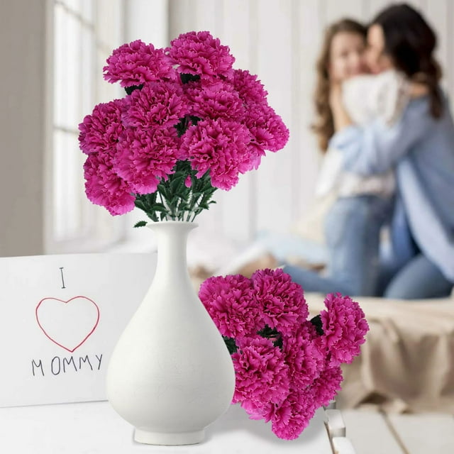 LSLJS Mother's Day Carnation Simulation Bouquet Floral Arrangement Living Room Decoration Dining Table Decoration Flowers
