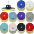 thumbnail image 2 of Lieonvis 12Pcs Diamond Polishing Pads 4 Inch 50-8000 Grit Diamond Buffing Pads Wet Dry Quick Change Polishing Pad Polishing Accessories for Granite Marble Stone Tile Glass, 2 of 10