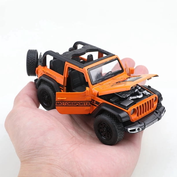 Vehículo todoterreno Wrangler convertible 1/36, metal fundido a presión, juguete para niño, cuatro puertas que se pueden abrir, función extraíble,convertible naranja