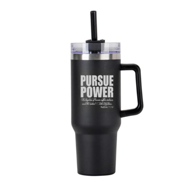 Soar Couture Vaso de 40 oz de la Colección de Escrituras Perseverance Power, Color Negro