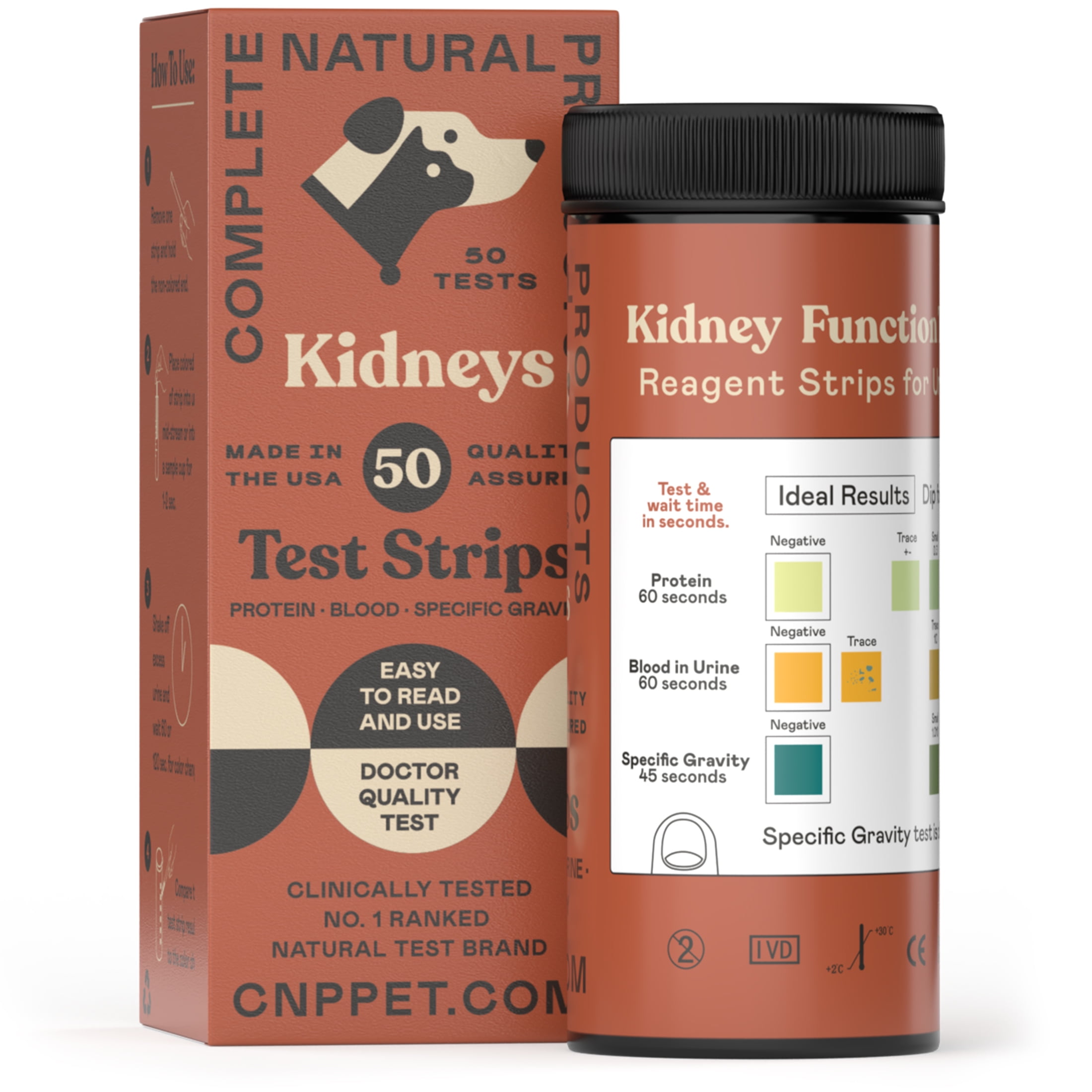 Kidney & Bladder Test Strips for Dogs, Cats, & Pets 50 count 3 in 1