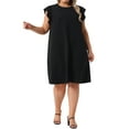 thumbnail image 2 of Agnes Orinda Women's Plus Size Valentine Summer Dresses Flutter Sleeve Crew Neck Beach Casual Midi Sundress 1X Black, 2 of 6