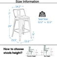 thumbnail image 4 of Metal Bar Stools Set of 4 Counter Height Stools 24 Inchs Counter Stools with Backs Black Bar stools with Backs Bar Height Stools, 4 of 4