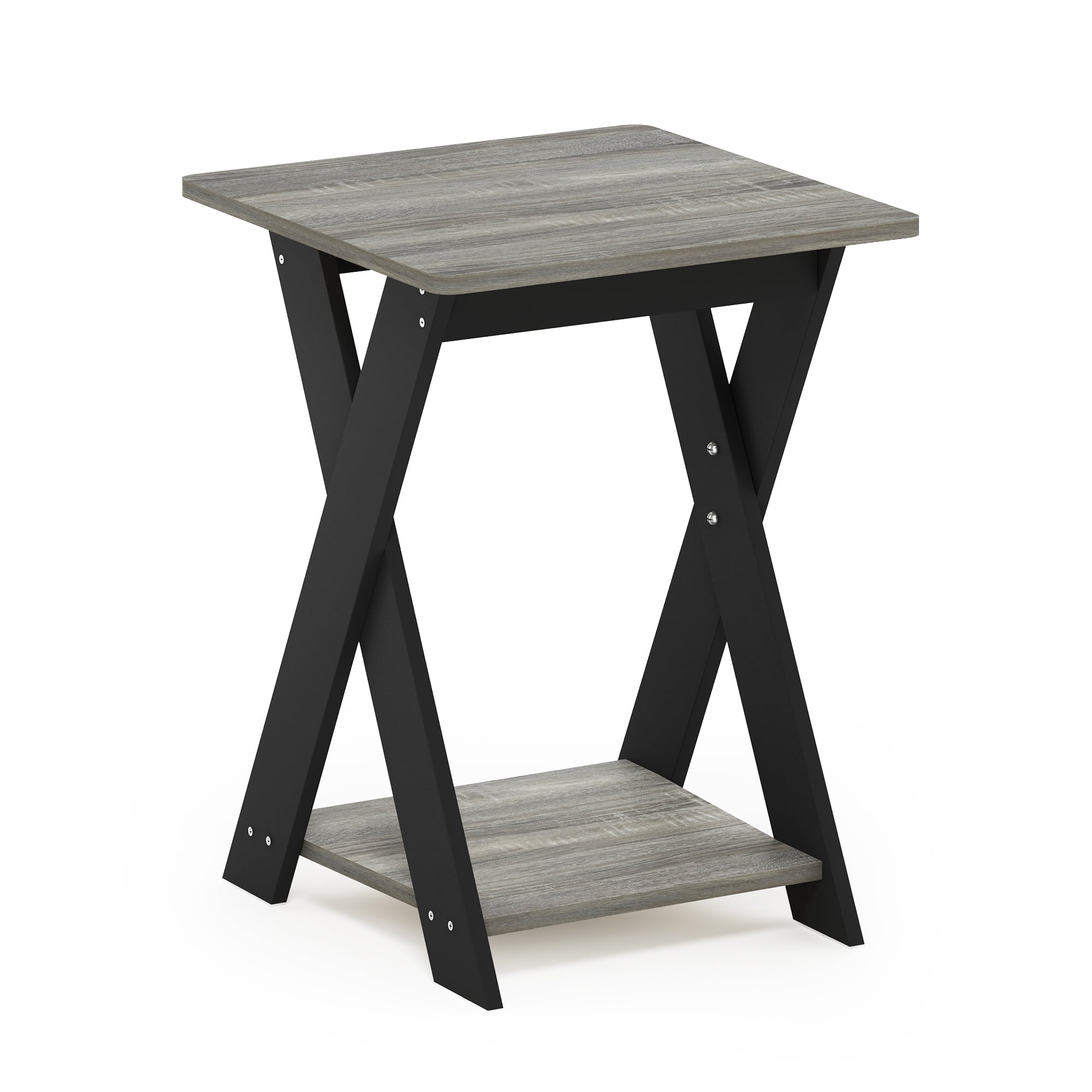 Furinno Modern Simplistic CrissCrossed End Table, French Oak Grey
