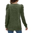 thumbnail image 2 of Sweats à Col Rond Plissés pour Femmes Soufflé Manches Tunique Tops S-3XL, 2 of 5