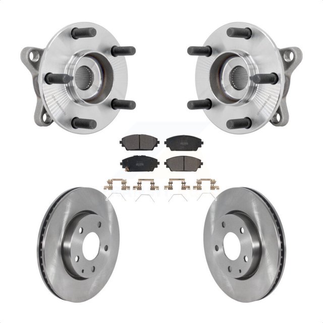 Transit Auto Front Hub Bearing Assembly Disc Brake Rotors and Semi-Metallic Pads Kit for Car 2021-2022 Mazda 3 FWD Vehicles Manufactured In Mexico KBB-132232