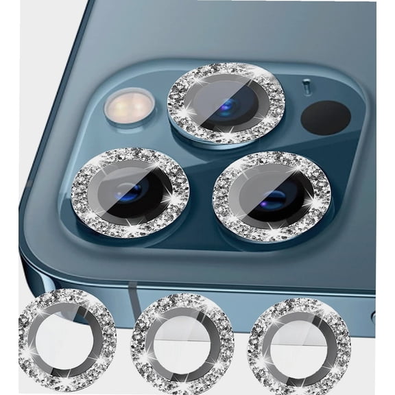 Compatible with iphone 14 Pro Max Camera Lens Protector Bling, Apple iPhone 14 Pro / 14 Pro Max Camera Cover Glitter Sparkly (6.1 & 6.7inch), Back Lenses Clear Glass Protection Accessories, (Silver)