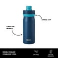 thumbnail image 3 of (3 pack) BUILT Cascade 16 oz Stainless Steel Kids Water Bottle with Leakproof Flip-Top Chug Lid, Dark Blue, 3 of 15