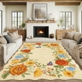 thumbnail image 3 of Gaderth 5x7 Washable Area Rug For Living Room, Modern Scalloped Floral Border Rug With Non Slip Backing, Stain Resistant Low Pile Foldable Boho Carpet For Bedroom Dining Room Nursery Home Office, 3 of 8