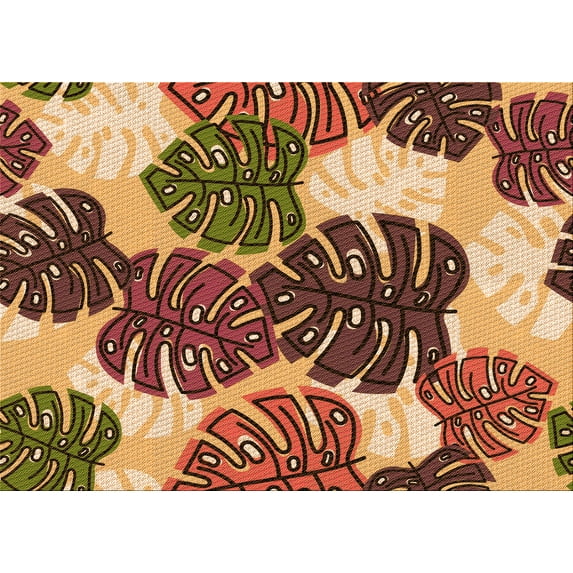 Ahgly Company Machine Washable Indoor Rectangle Transitional Orange Area Rugs, 8' x 12'
