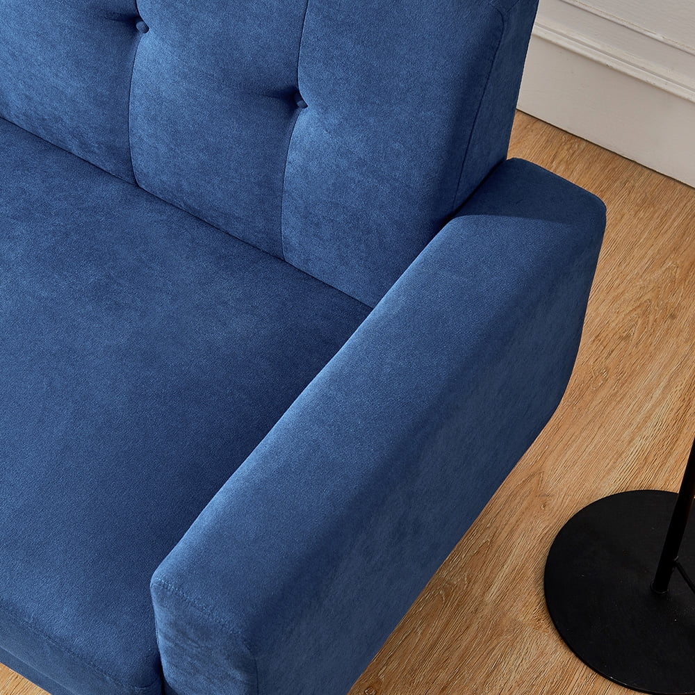 Kepooman 79" Mid-Century Modern Velvet Fabric Loveseat Sofa Couch Bed for Living Room, Bule Kepooman 79" Mid-Century Modern Velvet Fabric Loveseat Sofa Couch Bed for Living Room, Bule