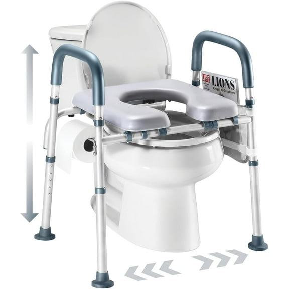 Medical King Toilet Seat Risers Width and Height Adjustable Elevated Toilet Seat with Elderly, Handicap & Pregnant Accessories Adds Height, Up To 400lbs Limit