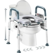 Medical King Toilet Seat Risers Width and Height Adjustable Elevated Toilet Seat with Elderly, Handicap & Pregnant Accessories Adds Height, Up To 400lbs Limit