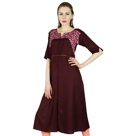 Bimba Women Long Kurta Kurti Ethnic Indian Tunic BlouseCasual Clothing