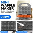 thumbnail image 6 of Mailand 8 x 2'' Mini Waffle Maker Machine, Waffle Iron, Non Stick Surface, Brush & Recipe Included, Black, 6 of 7