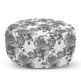 thumbnail image 1 of Floral Pouf Cover with Zipper, Plant Blossom Spring Season Birth of Nature Monochrome Sketch Vintage Design, Soft Decorative Fabric Unstuffed Case, 30" W X 17.3" L, Black Grey White, by Ambesonne, 1 of 5
