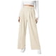 thumbnail image 1 of Pantalones de vestir de cintura alta y pierna ancha para mujer: cintura elástica, algodón y lino, bolsillos; pantalones informales de oficina., 1 of 7