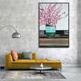 thumbnail image 3 of IDEA4WALL Framed Canvas Wall Art Minimalist Pink Flowersin a Green Cup Painting Prints for Modern Home Decoration Ready to Hang - 16x24 inches, 3 of 4