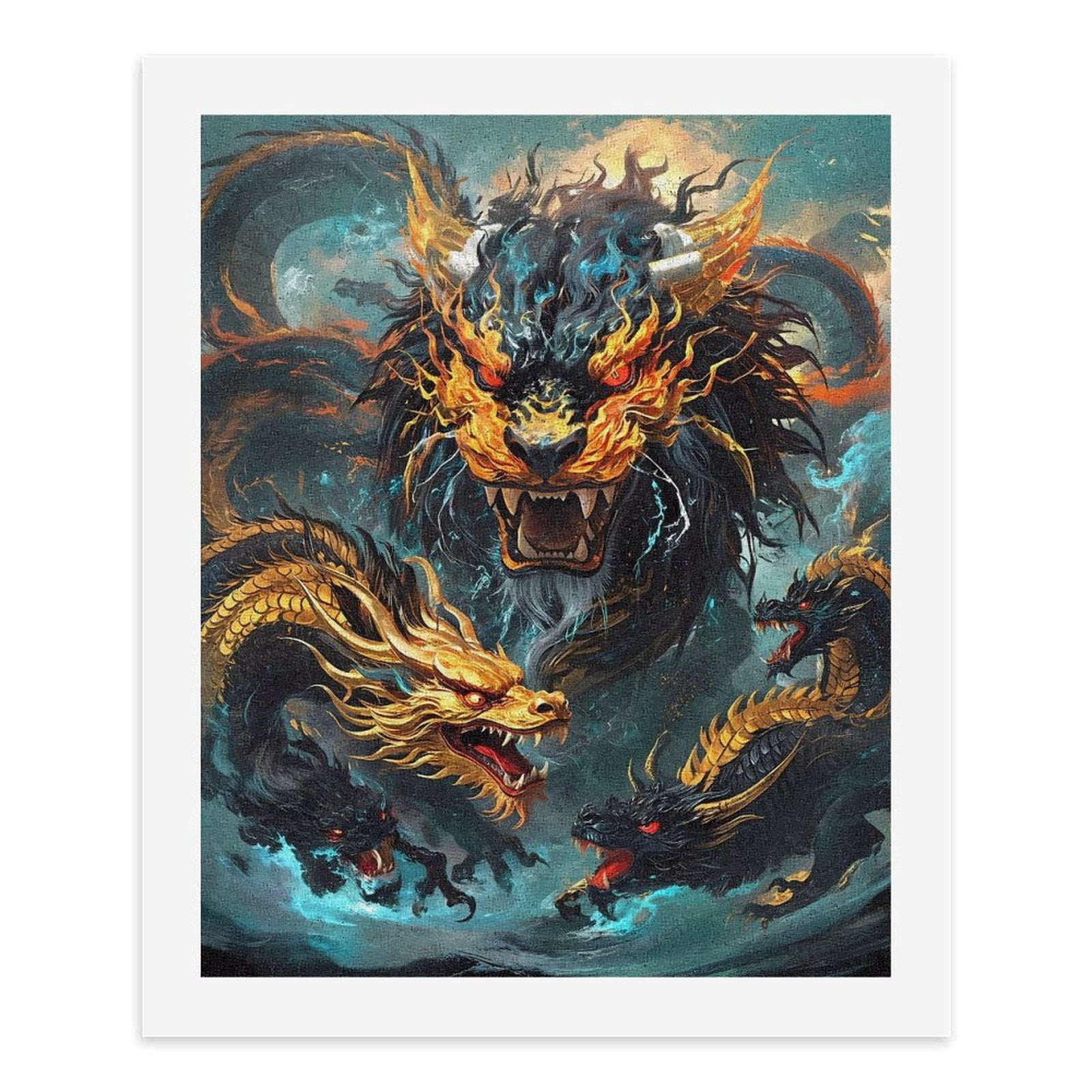 Paint By Numbers Kit for Adults Beginner - DIY Mythical Fiery Dragon Illustration Art Canvas Painting Kits for Adults, Frameless Paint By Number for Adults for Home Wall Decor 16x20 Inch