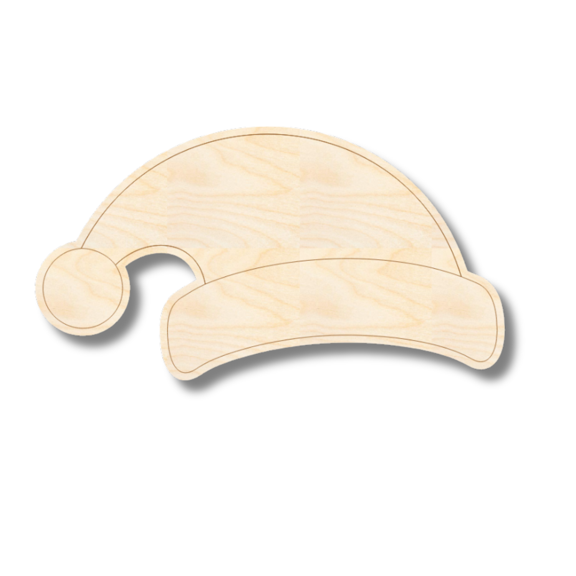 Unfinished Wood Etched Santa Hat Shape | Paint By Line Crafts 4" / 1/4"