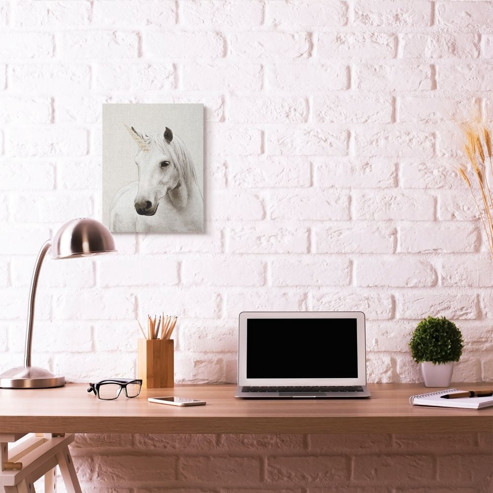 Stupell Industries Unicorn Portrait White Fantasy Animal Painting Canvas Wall Art by Ziwei Li