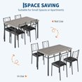 thumbnail image 3 of 5-Piece Farmhouse Dining Table Set for 4, Wooden Kitchen Table with Upholstered Chairs, Space-Saving Furniture for Small Apartment and Breakfast Nook, Grey, 3 of 6